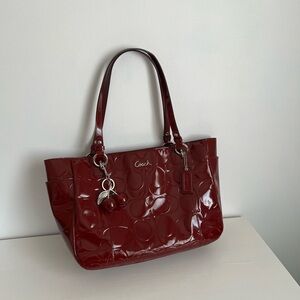 Coach Burgundy Patent Leather Tote